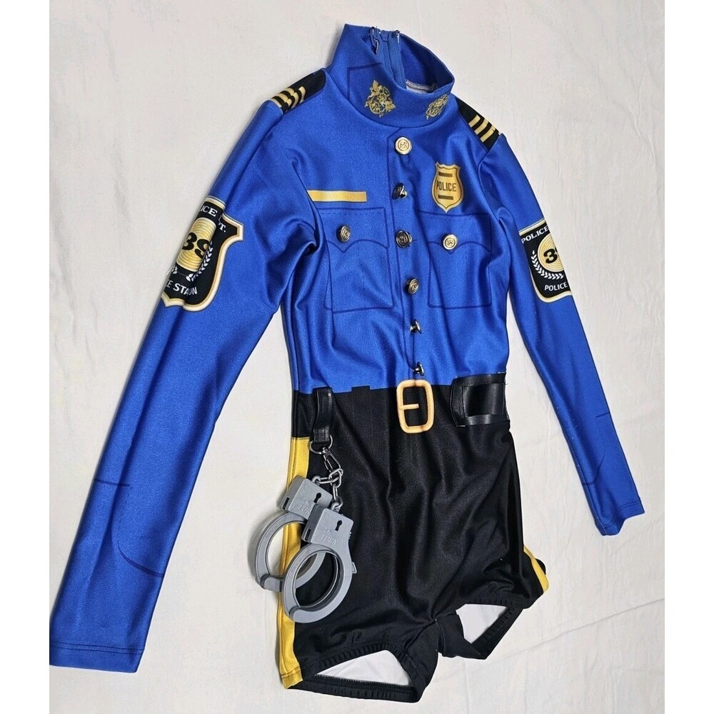 Police Officer Costume  Role Play  for Girls Halloween. Cop, Size 6 Toy Handcuff